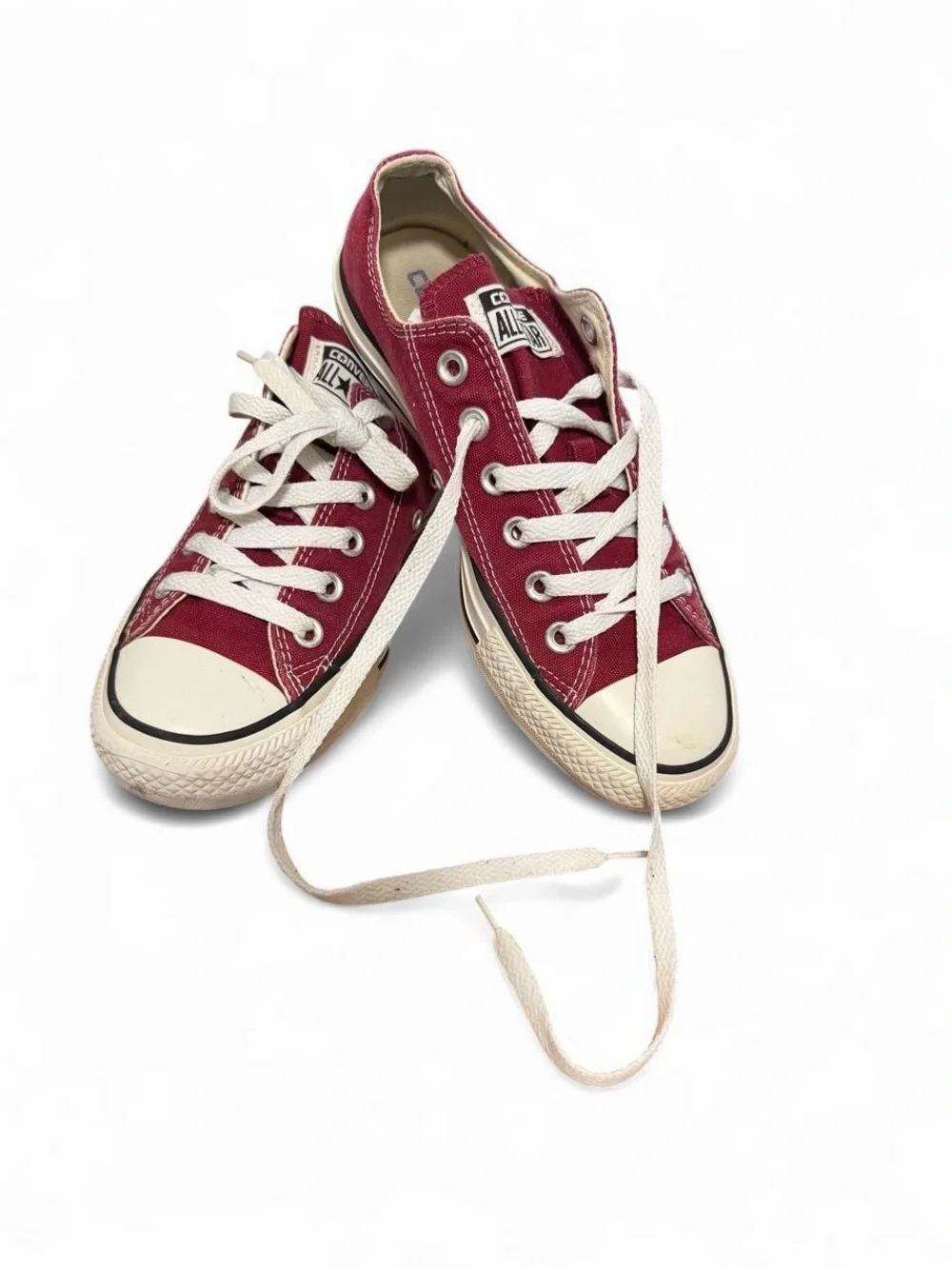 Converse Low Top Sneakers in Burgundy Canvas with White Accents